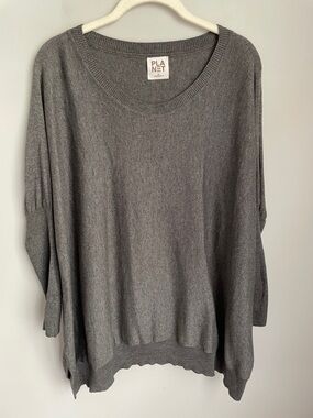 Planet by Lauren G Gray One Size Puma Cotton Blend Pullover Sweater
